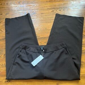 Eileen Fisher NEW Washable Flex Ponte Wide-Leg Ankle Pants High‎ Waist Brown LP